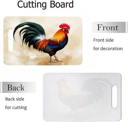 Coffee Set Cutting Board with Handles Coffee Maker Muffin Cup Flower Hot Drink Love Cutting Boards Plastic Safe Chopping Board for Kitchen 16" x 10" x 0.24"