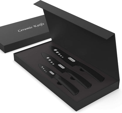 Magiware Ceramic Knives, Ceramic Knife Set with Sheaths Cover -Sharp Longer Never Rust (include 6 Inch Chef Knife, 5inch Utility Knife, and 4 Inch Paring Knife