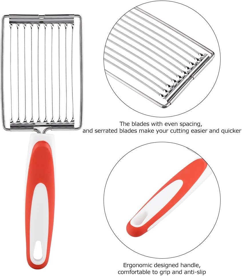 ASHATA Lunch Meat Slicer, Stainless Cutter with Handle for Cheese Potato Egg Ham Fruit Tomato, Quality Stainless Steel 10 Wires for 11, Stainless Steel Fruit Vegetable Slicer