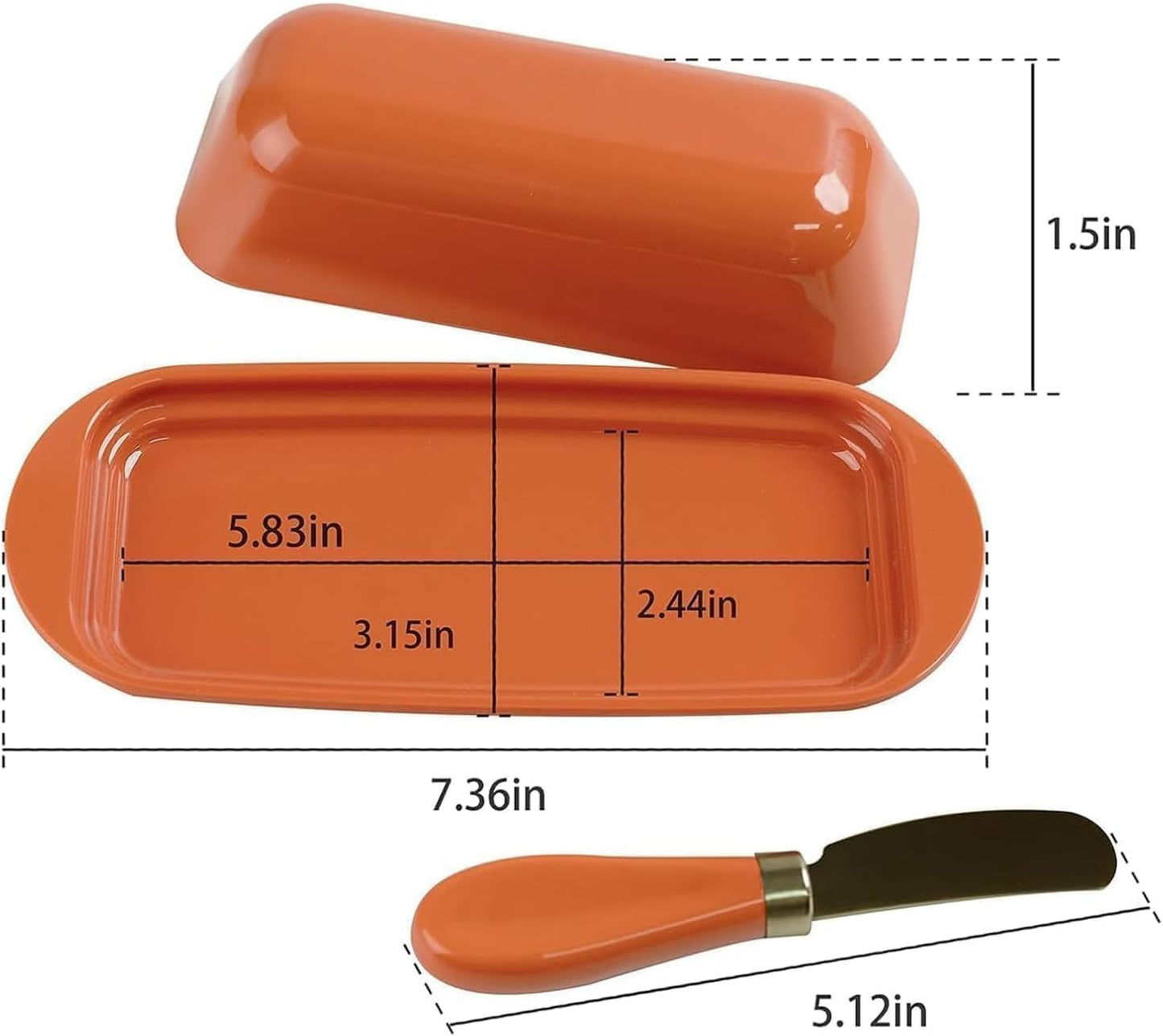 BPA-Free Melamine Butter Dish with Lid & Stainless Steel Knife - Farmhouse Butter Keeper for Countertop & Refrigerator, Dishwasher Safe, Holds 1 Stick with East & West Coast Butter-Cream