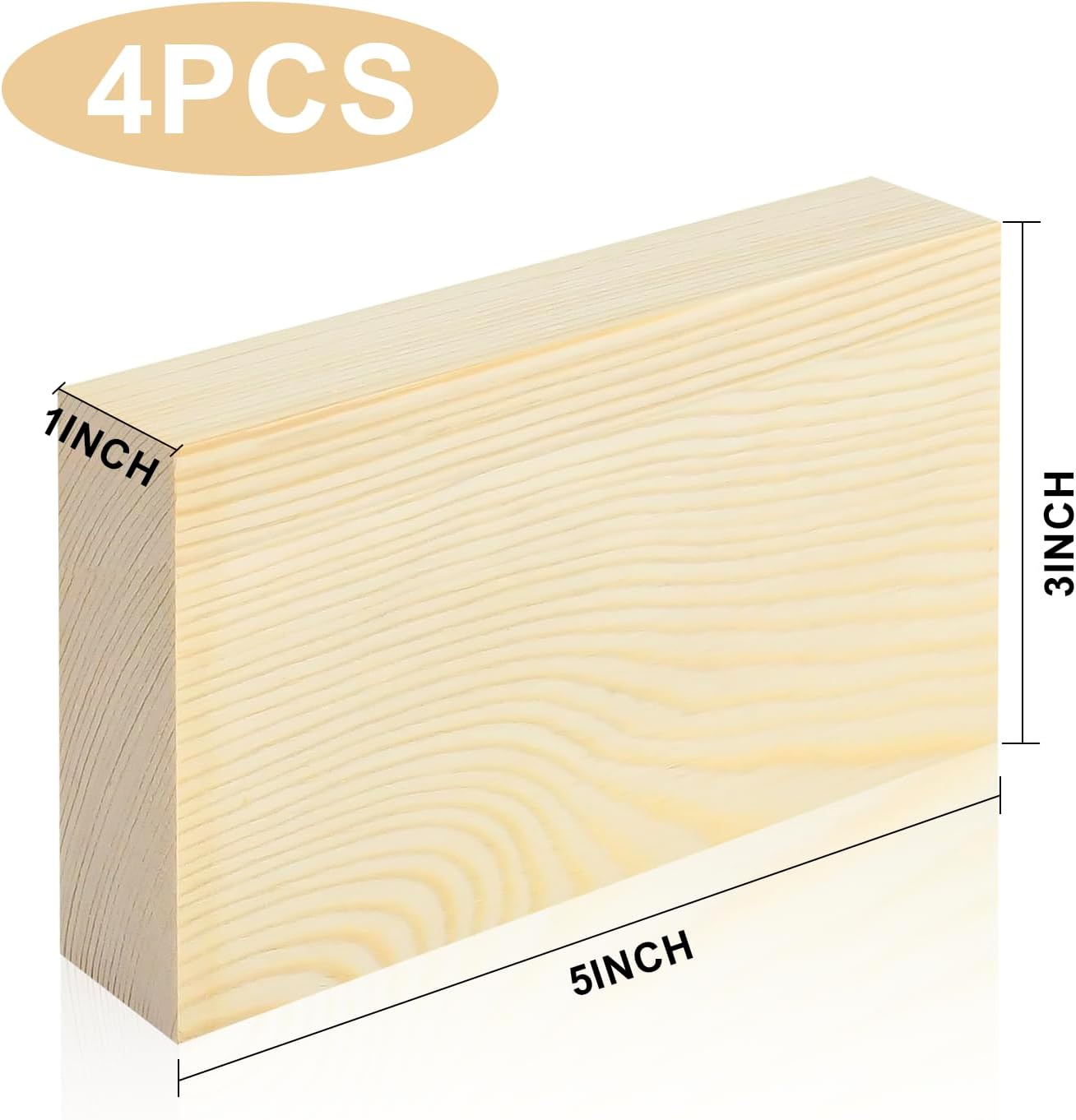 4 Pcs Unfinished Pine Wood Blocks, 3x10x1 Inch Wooden Block, Wood Carving Blocks for Crafting Home Crafts DIY Supplies Carving Crafting