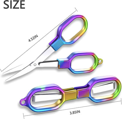 Folding Scissors, TSA Compliant & Portable, Compact, Safe Travel Scissors, Stainless Steel Retractable, 2 Pcs