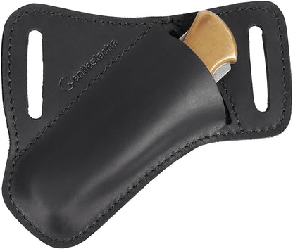 Gentlestache Leather Pocket Folding Knife Sheath for Belt - Cross Draw Pocket Organizer Open Top for 5 inch Folding Knife - Horizontal Carry Multitool Sheath - EDC Belt Organizer, Darkbrown