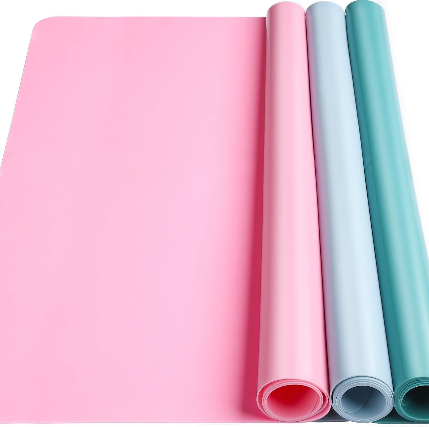 LEOBRO Silicone Mats, 3 PCS 15.7”x 11.7” Silicone Mats for Crafts, Resin Molds, Play Dough Mat for Resin, Clay, Craft Supplies, Orange & Purple & Blue