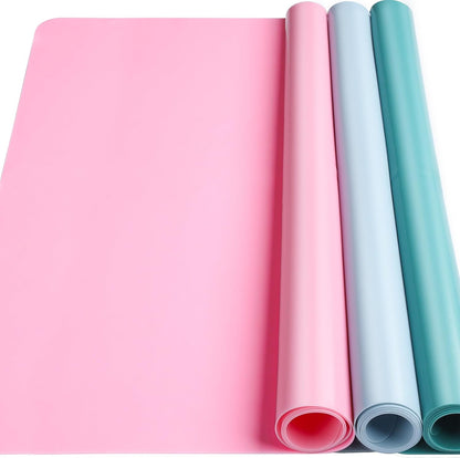 LEOBRO Silicone Mats, 3 PCS 15.7”x 11.7” Silicone Mats for Crafts, Resin Molds, Play Dough Mat for Resin, Clay, Craft Supplies, Orange & Purple & Blue