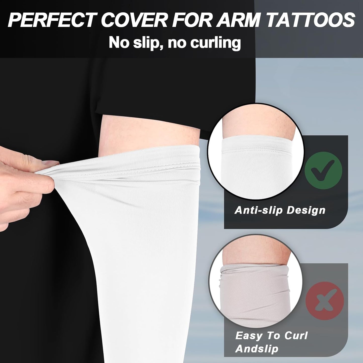UV Sun Protection Arm Sleeves for Men Women, UPF 50+ Cooling Sun Sleeves to Cover Arms Sports Compression Covers