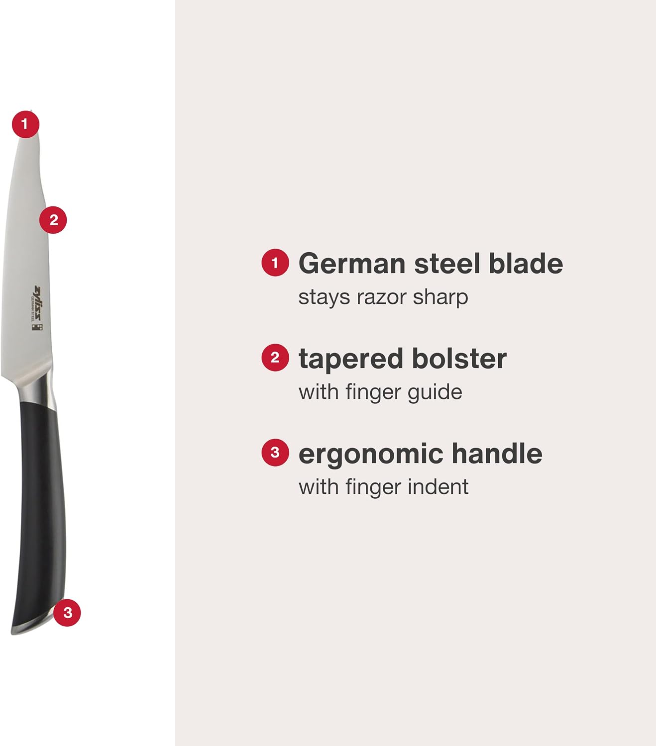 Zyliss Comfort Pro Chef's Knife - Ice Hardened Stainless Steel Kitchen Knife - Tarnish-Free and Rust-Resistant Kitchen Cutlery - Black/Stainless Steel - 8 inches