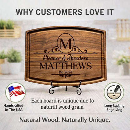 Tayfus Personalized Cutting Board, Custom Engraved Wood Charcuterie Board - Unique Gift Idea for Wedding, Engagement, Bridal Shower, Anniversary & Housewarming - For Couples, Parents & Family