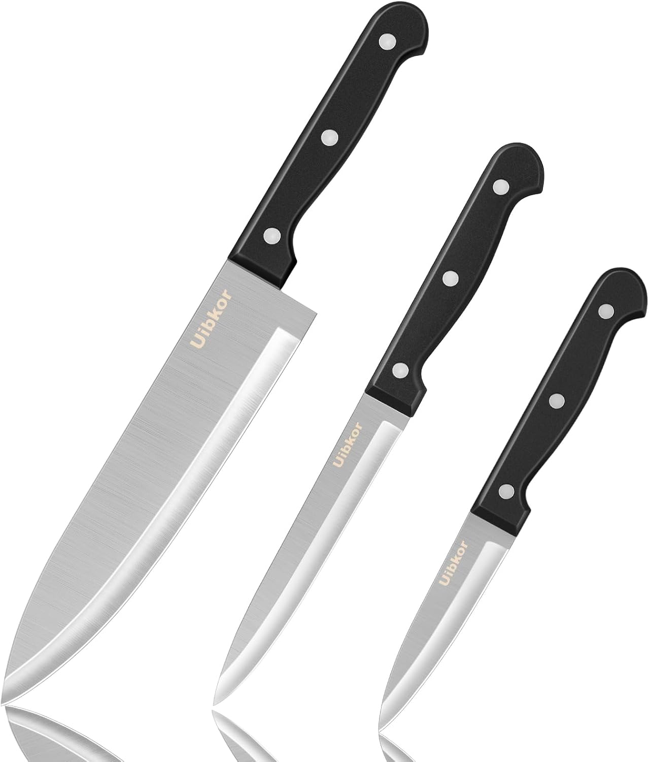 Kitchen Knife, 3-Pcs Knife Set, 8 Inch Chef Knife, 5 Inch Utility Knife, 3.5 Inch Paring Knife, Ultra Sharp Chef's Knives in High Carbon Stainless Steel, Ideal for Cooking, Chopping, Slicing and BBQ