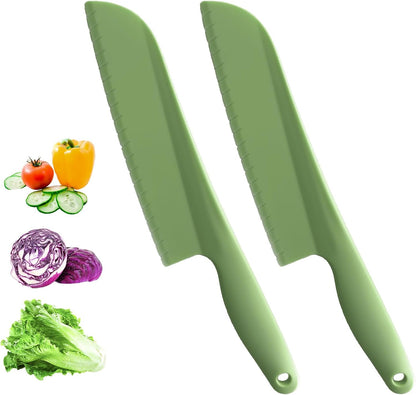 Lettuce Knife, 11 inch Nylon knife, Plastic Lettuce Knife to Prevent Browning, Dishwasher Safe (1, Blue)