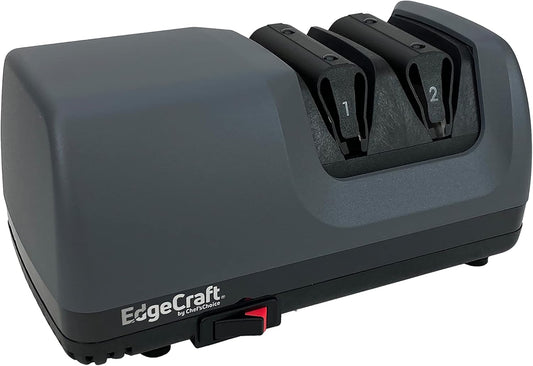 EdgeCraft E120 Electric Knife Sharpeners for 20-Degree Straight and Serrated Knives Diamond Abrasives Precision Angle Control, 3-Stage, Gray