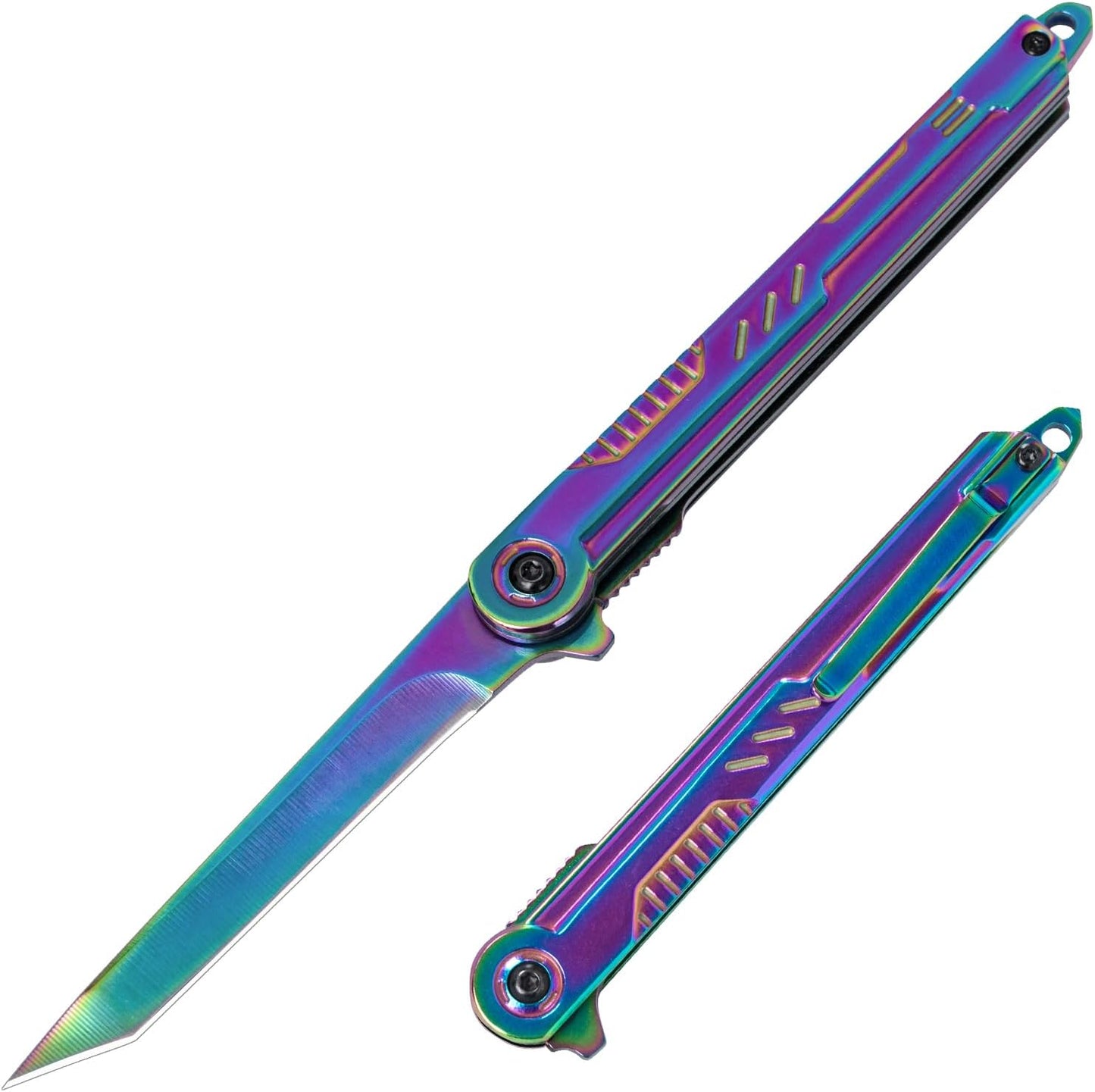 FUNBRO EDC Pocket Knife - 7CR13Mov Steel Tanto Blade, Slim Survival Knife with Clip and Liner Lock, Window Breaker for Outdoor Camping- Stocking stuffer Gifts for Men Women