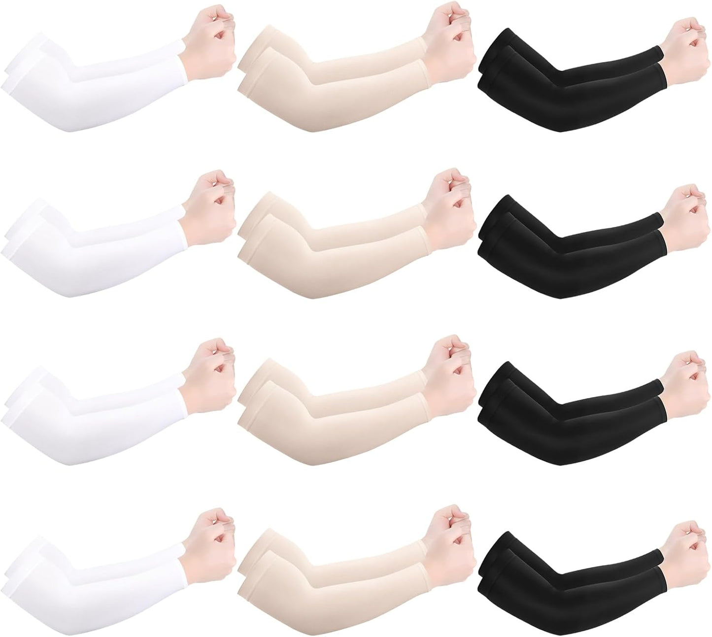 JATEBI 12 Pairs UV Protection Cooling Arm Sleeves for Men Women, Elderly Thin Skin Protector UPF 50+ Sun Forearm Cover