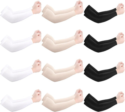 JATEBI 12 Pairs UV Protection Cooling Arm Sleeves for Men Women, Elderly Thin Skin Protector UPF 50+ Sun Forearm Cover