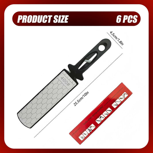 5-in-1 Double Sided Diamond Sharpening Stone, 400/1000 Grit Handheld Sharpener with Ceramic & Tungsten Steel Scissor Slot, Honeycomb Surface Knife Sharpener Plate Whetstone for Blade, Axe, Shears