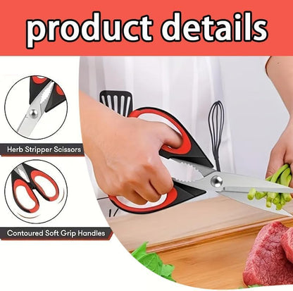 Kitchen Scissors All Purpose Heavy Duty, Kitchen Utensils Set, Stainless Steel Cooking Utensils Gadgets Meat Poultry Food Shears Dishwasher Safe Utility Tools Home (Orange, black and gray)