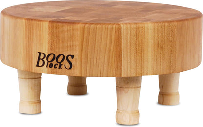 John Boos MC Series Square Wooden Maple Cutting Board 12”x12” – 3” Thick, 13-lb Non-Reversible Butcher Block with Raised Feet & End-Grain