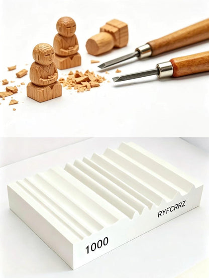 RYFCRRZ Whetstones Wood Carvers Sharpener Wood Carving Chisel Tools Knife Gouge Sharpening Stones System Handy Multifunctional Little Wet Stone Waterstone with Multiple Grooves 1000 Grit
