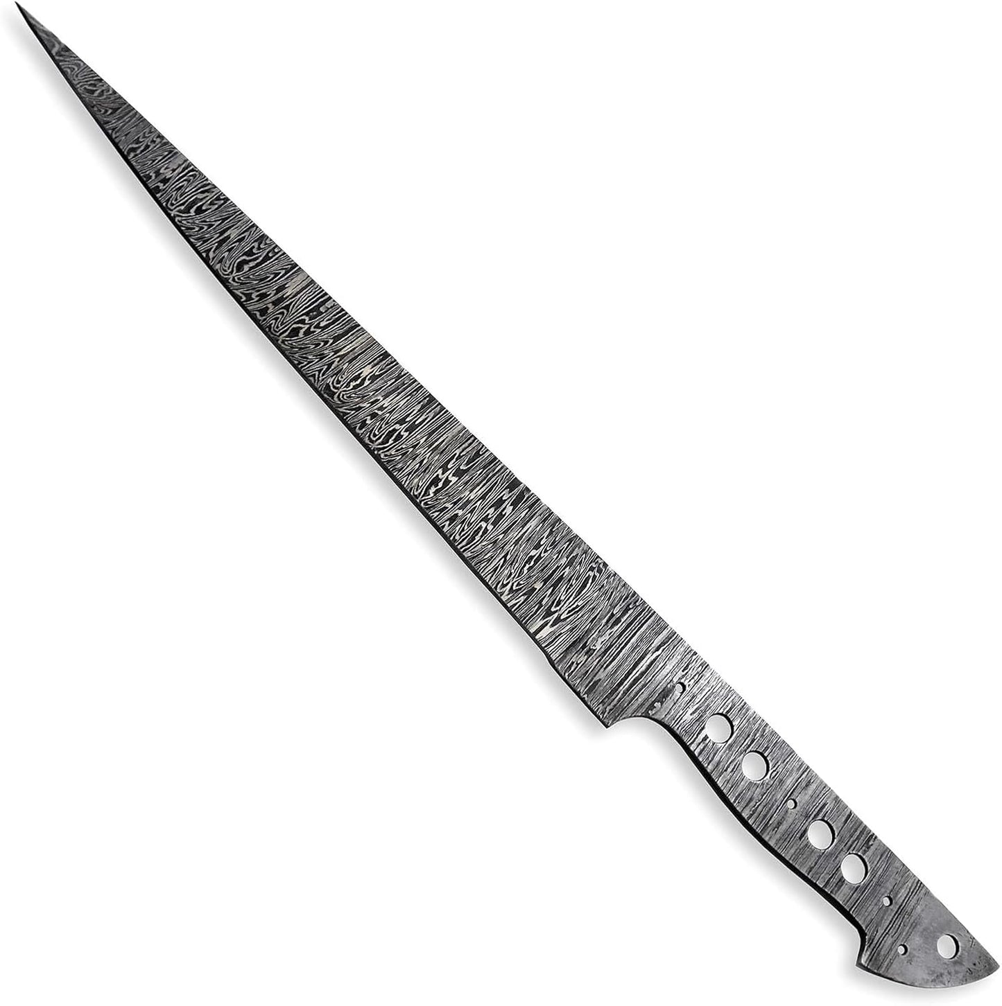 Custom Hand Forged Damascus Steel Blank Blade Fillet Knife Fisherman's Filet Fishing Knife Blade Damascus Blade Billet Handmade Knife Making Supply (FB-07)
