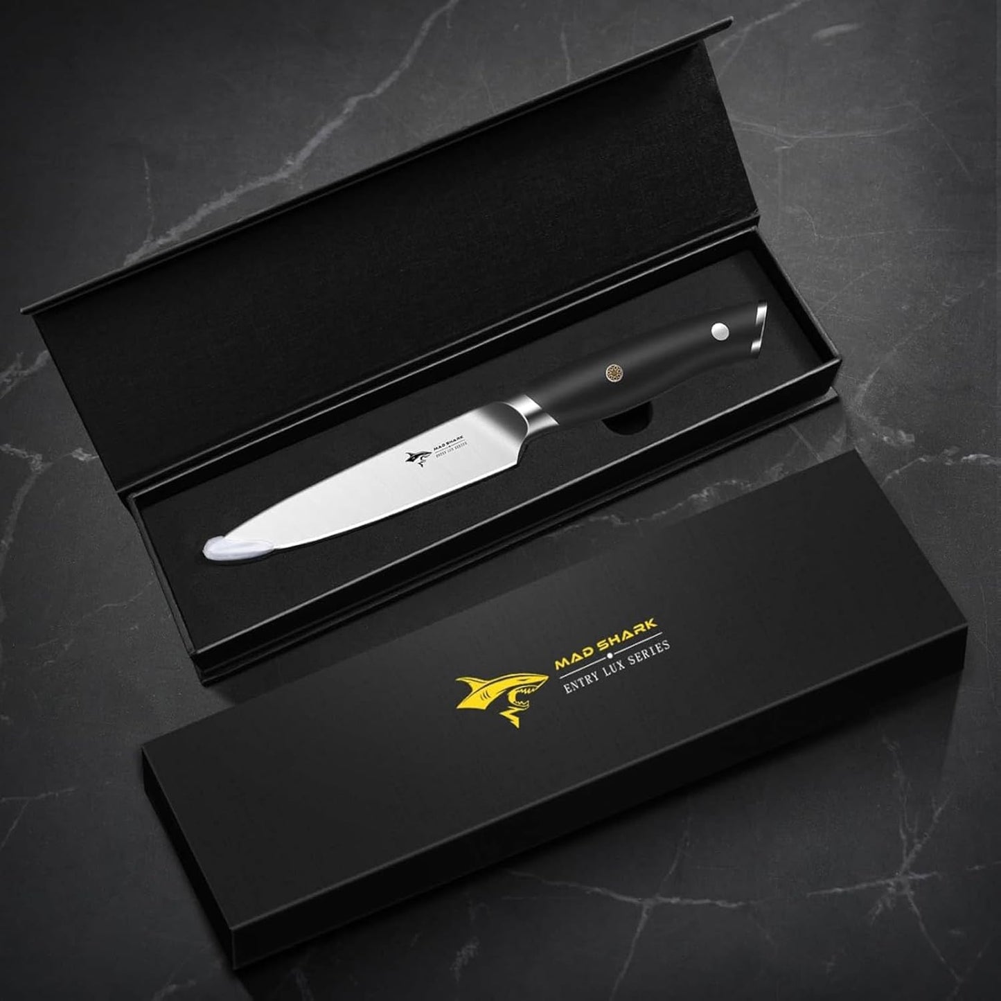 MAD SHARK 3.5 inch Paring Knife, Small Kitchen Knives Ergonomic Handle, Ultra Sharp Fruit Knife for Fruits,Vegetables, Forged Synergy by German Stainless Steel