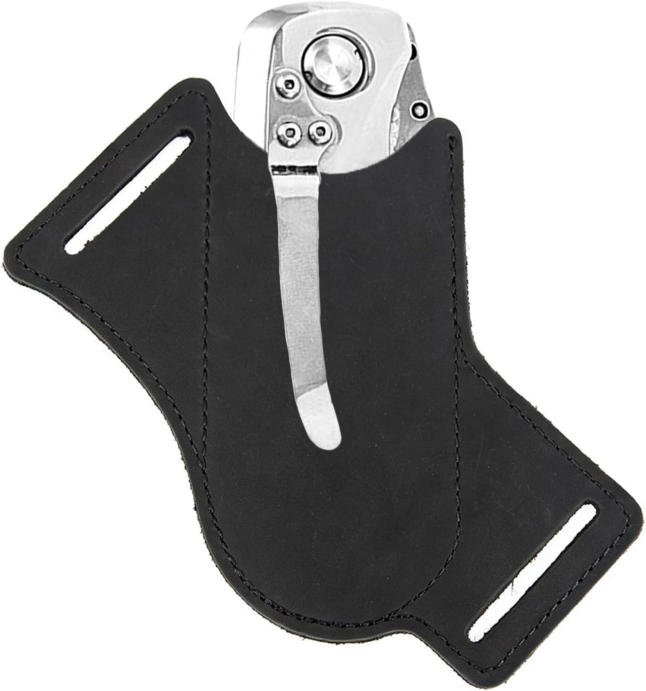 Knife Sheath,Belt Buckle Knife Sheath,Leather Knife Sheaths for Belt,Pocket Knife Folding EDC Belt Knife Holster,Open Top Knife Belt Leather Sheath for 5 inch Folding Knife.Gift for Men.