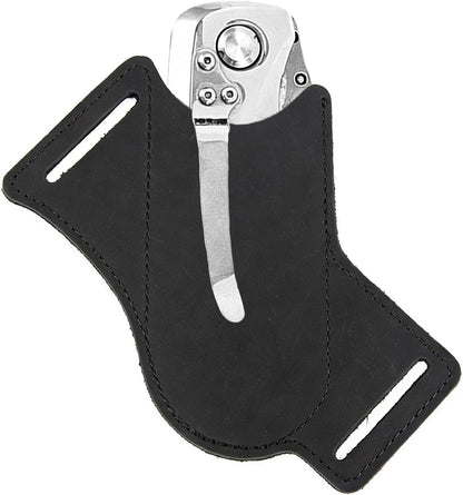 Knife Sheath,Belt Buckle Knife Sheath,Leather Knife Sheaths for Belt,Pocket Knife Folding EDC Belt Knife Holster,Open Top Knife Belt Leather Sheath for 5 inch Folding Knife.Gift for Men.