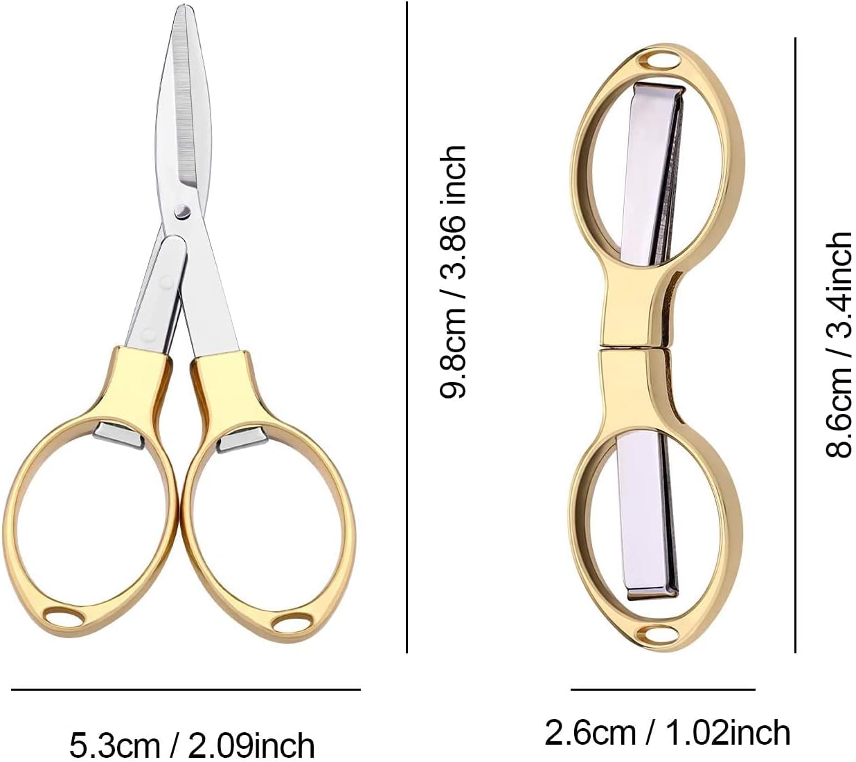 Folding Scissors, TSA Compliant & Portable, Compact, Safe Travel Scissors, Stainless Steel Retractable, 2 Pcs
