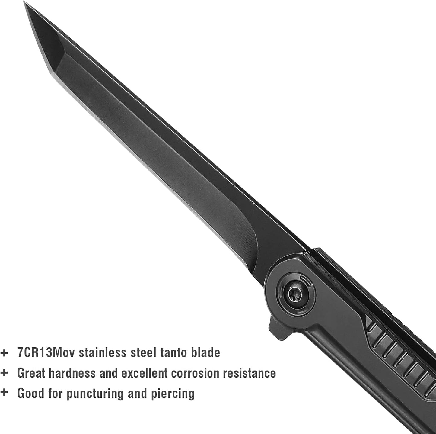 FUNBRO EDC Pocket Knife - 7CR13Mov Steel Tanto Blade, Slim Survival Knife with Clip and Liner Lock, Window Breaker for Outdoor Camping- Stocking stuffer Gifts for Men Women