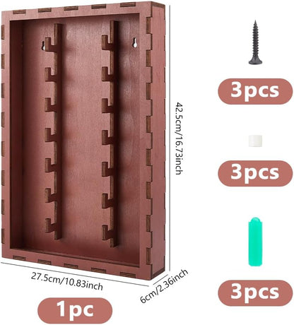 DICOSMETIC 7 Layer Wood Pocket Knife Display Case 16.73x10.83x2.36 Inch Wall Mount Knives Collection Display Holder for Collection and Storage, Holds up to 7 Knives