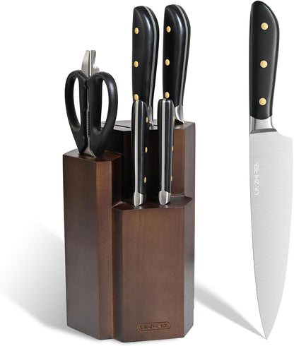 14-Piece Kitchen Knife Set with Detachable Block, High Carbon Stainless Steel Dishwasher Safe Knives, Includes Chef, Santoku, Bread, Steak Knives for Home Kitchen,White