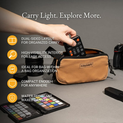 LOCHBY® Venture Pouch | Multipurpose Tactical Tool Bag | Water Resistant Waxed Canvas | Dual-Sided Zipper Pouch | for Motorcycle, Bike, EDC, Pen, Pencil, Art, Tech & Travel