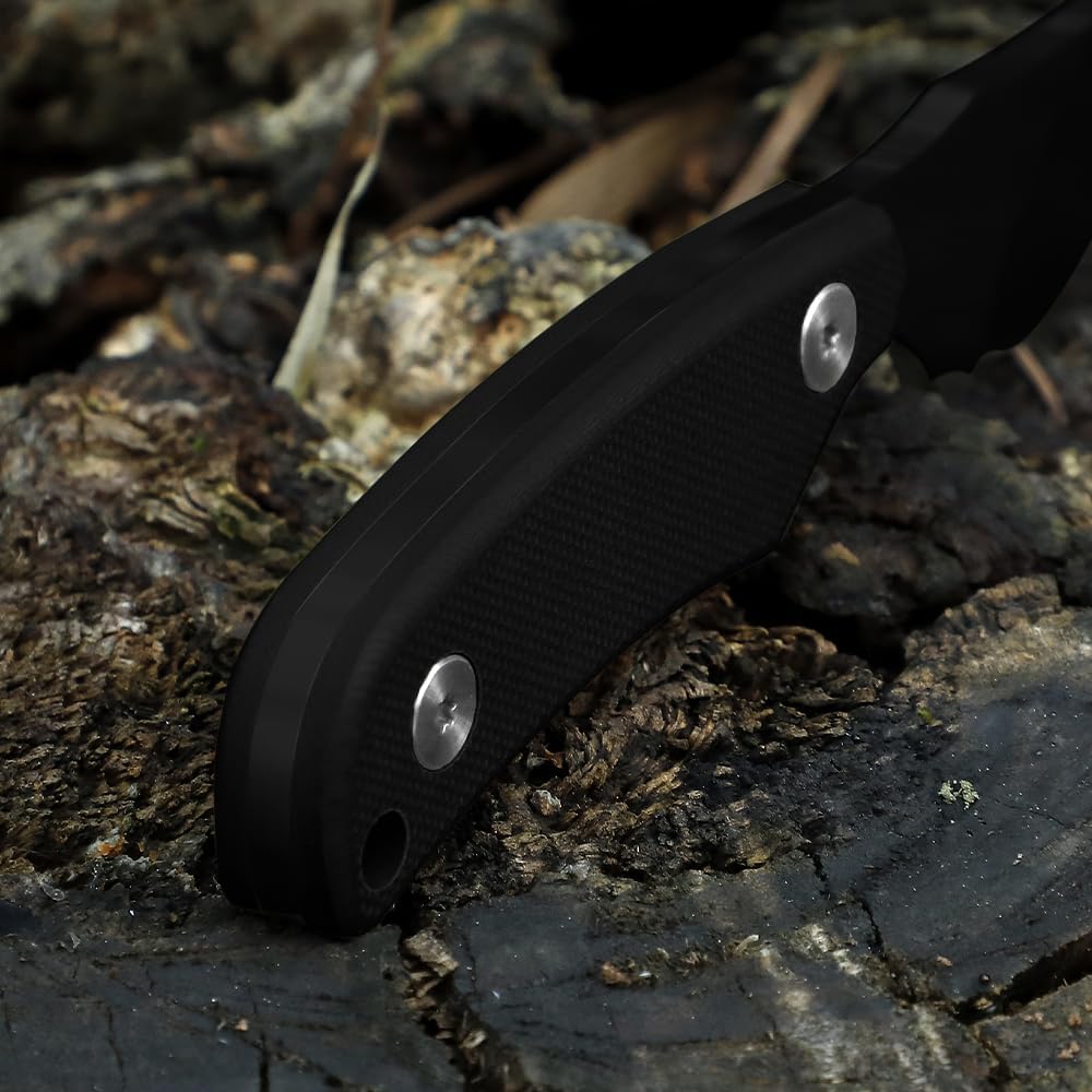 Omesio Neck Knife, Full Tang EDC Knife Necklace for Men, 5.82" Fixed Blade with Kydex SHeath and Clip, Nessmuk Blade Small D2 Steel G10 Handle for Outdoor, Survival, Camping