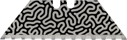 NDZ Performance Serrated Steel Blade Replacement for Utility Knife & Box Cutters, Custom Double Sided Laser Engraved Designs, Silver - Skull - 3 Pack
