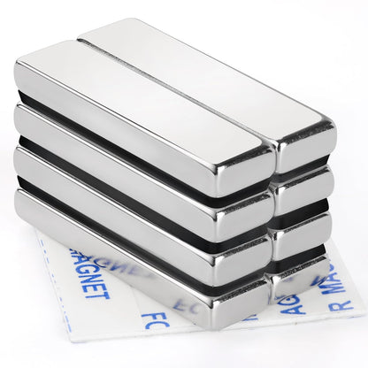 DIYMAG Neodymium Magnets, 8 Pack Strong Magnetic Bar with Double-Sided Adhensive Backing Heave Duty Rare Earth Magnet for Fridge, Classroom, Science and Craft - 2.36 x 0.39 x 0.12 in Silver