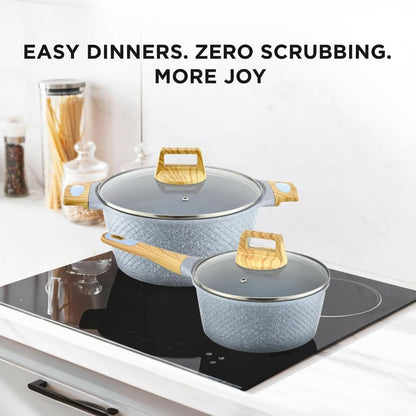 NutriChef 54-Piece Kitchen Cookware Set – Complete Non-Stick Ceramic Pots and Pans Set with Utensils, Bakeware, and Knife Set, Gas, Electric & Induction Compatible, Blush Pink Kitchen Essentials