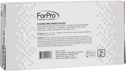 ForPro Disposable Nitrile Gloves, Chemical Resistant, Powder-Free, Latex-Free, Non-Sterile, Food Safe, 4 Mil