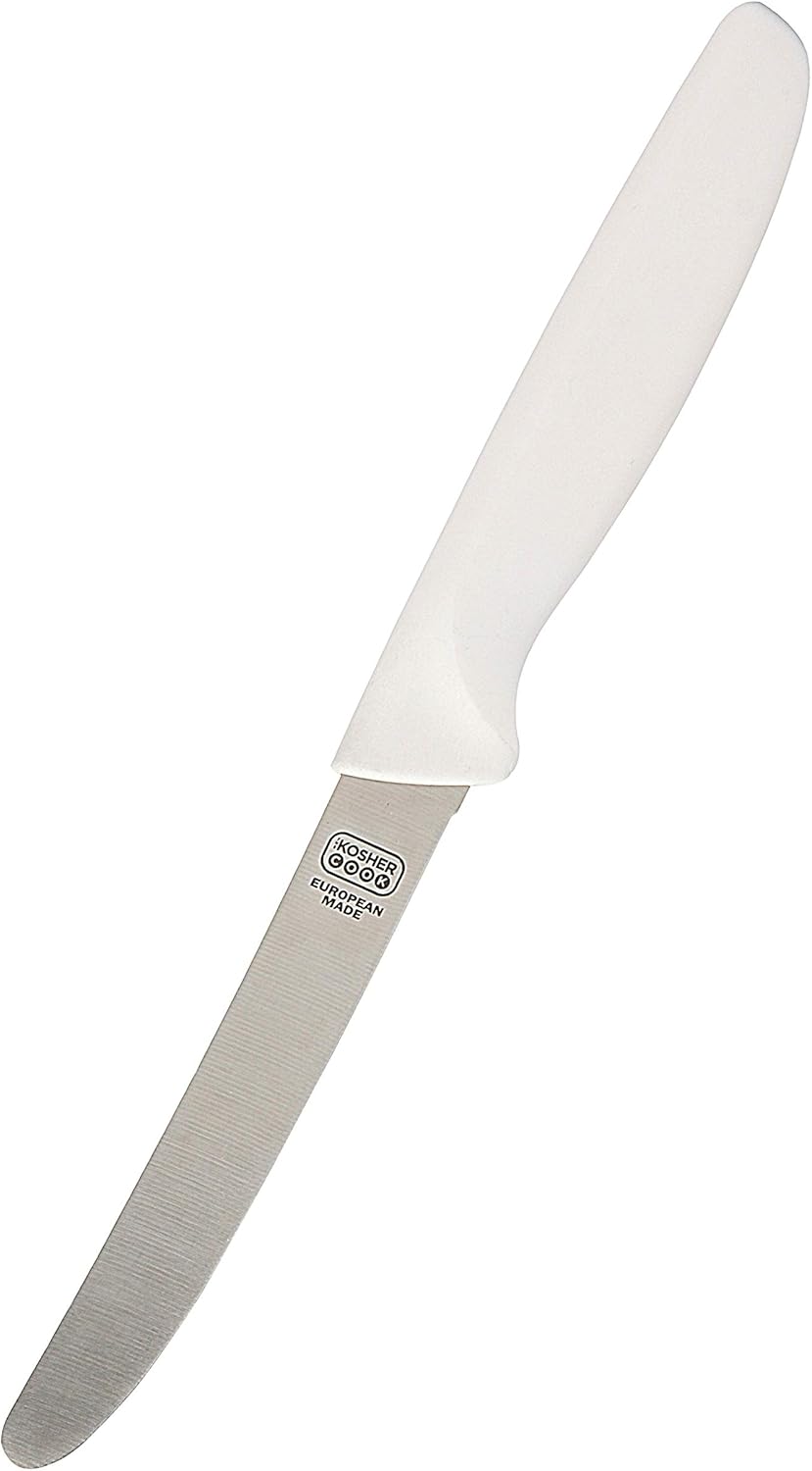 The Kosher Cook Parve Green Kitchen Knife – 4.5” Steak and Vegetable Knife - Razor Sharp Curved Tip, Straight Edge - Color Coded Kitchen Tools