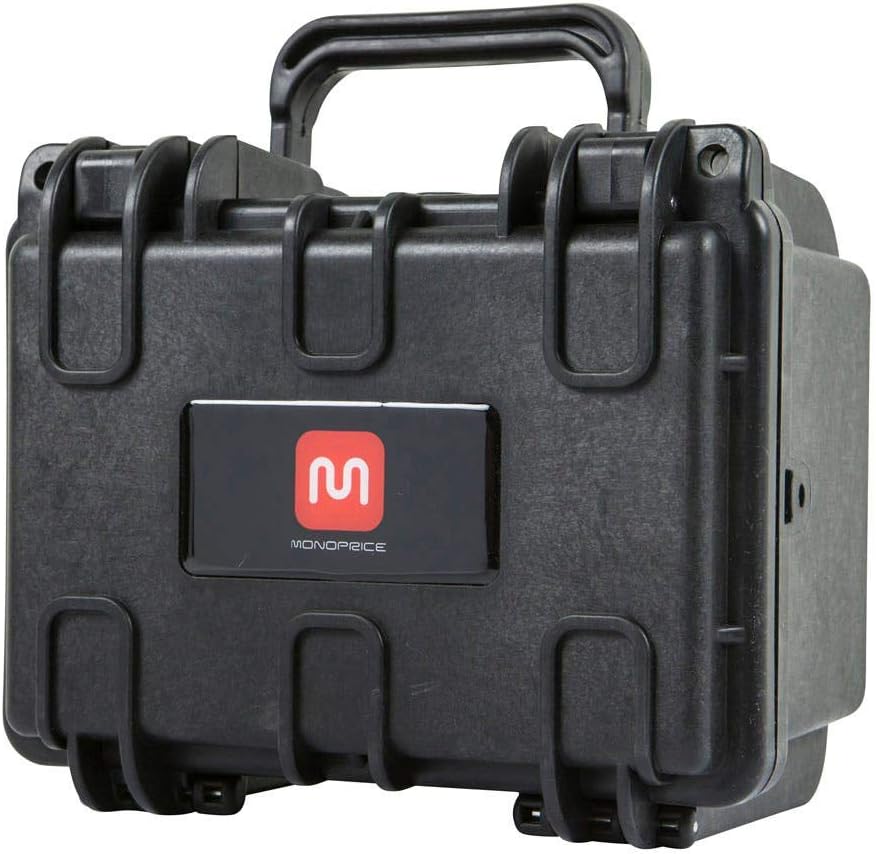 Monoprice Weatherproof/Shockproof Hard Case - Black Ip67 Level Dust and Water Protection Up to 1 Meter Depth with Customizable Foam, 10" x 9" x 7", 6.6 Liter