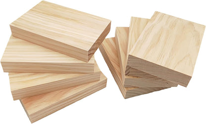 4PCS Rectangle Wood Boards Unfinished Wood Blocks for Crafting, 8x6x1in Blank Whittling Wooden Blocks for Wood Carving,Painting & Burning