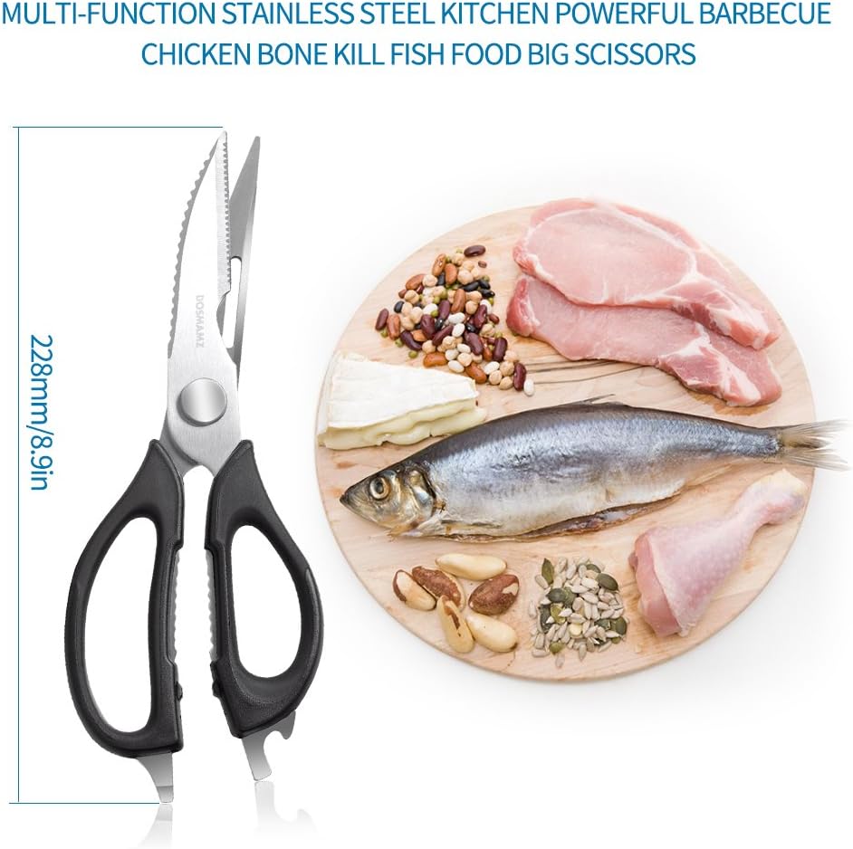 Kitchen Shears, Multi-Purpose Utility Scissors, Heavy Duty Kitchen Scissors for Chicken, Poultry, Fish, Meat, Vegetables, Herbs and BBQ, Come Apart for Cleaning
