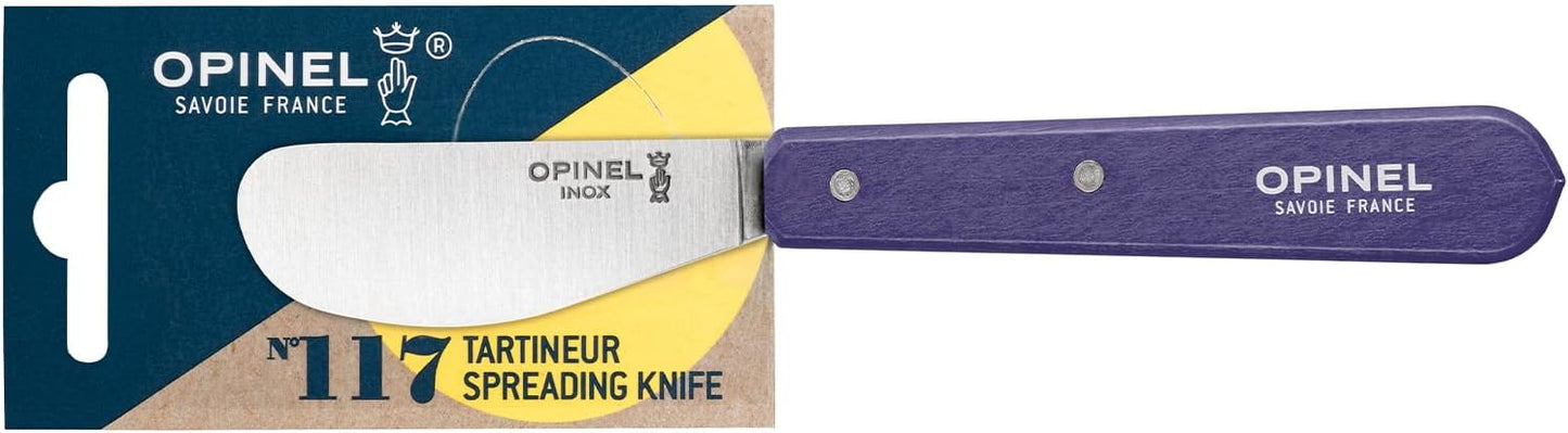 OPINEL Essential No.117 Spreading + Butter Knife, Painted Hornbeam Wood Handles, Made in France (Natural)