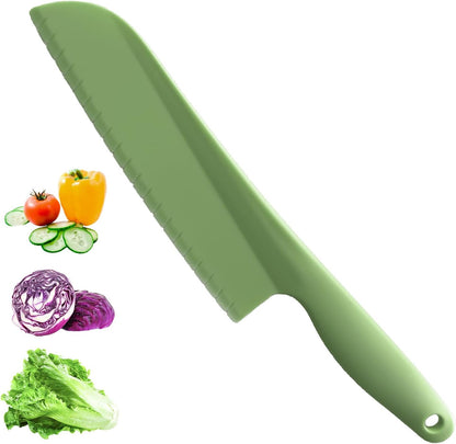 Lettuce Knife, 11 inch Nylon knife, Plastic Lettuce Knife to Prevent Browning, Dishwasher Safe (1, Blue)