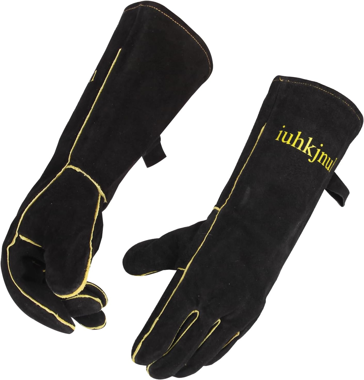 16" Leather Forge Welding Gloves, 932℉ Heat/Fire Resistant, Multi-Use Mitts for TIG/MIG Welding, BBQ, Oven, Baking, Furnace, Beekeeping, Animal Handling & Stove Safety，Ambidextrous
