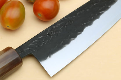 Yoshihiro Kurouchi Stainless Clad High Performance SLD Japanese Nakiri Vegetable Knife & Petty Utility Knife 2pc Set (Nakiri 6.5" / Petty 5.3" & Saya Cover)