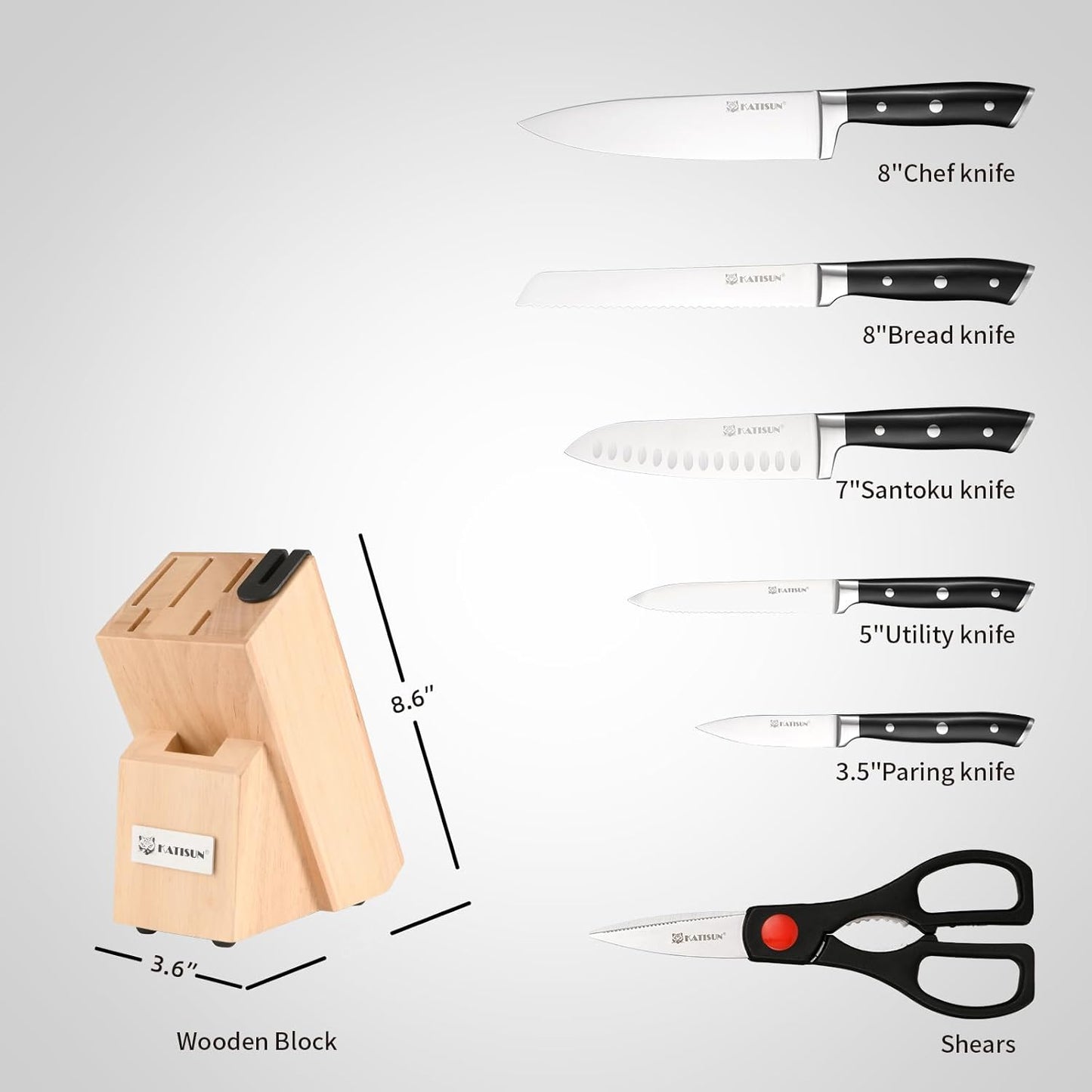 Kitchen Knife Set,14-Piece Knife Set With Block Wooden, Self Sharpening For Chef Knife Set, High Carbon German Stainless Steel Hammered Collection Knife Block Set, Dishwasher Safe Cutlery, Cream