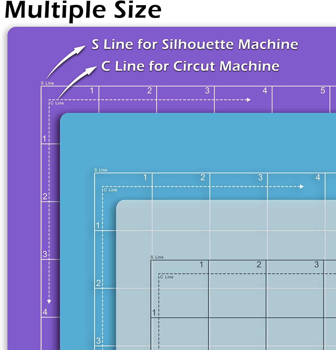 ReArt Cutting Mat Suit for Silhouette Cameo 3 Packs 12” x 12” - Light Grip Adhesive Cutting Mat Replacement Set Mats Vinyl Craft