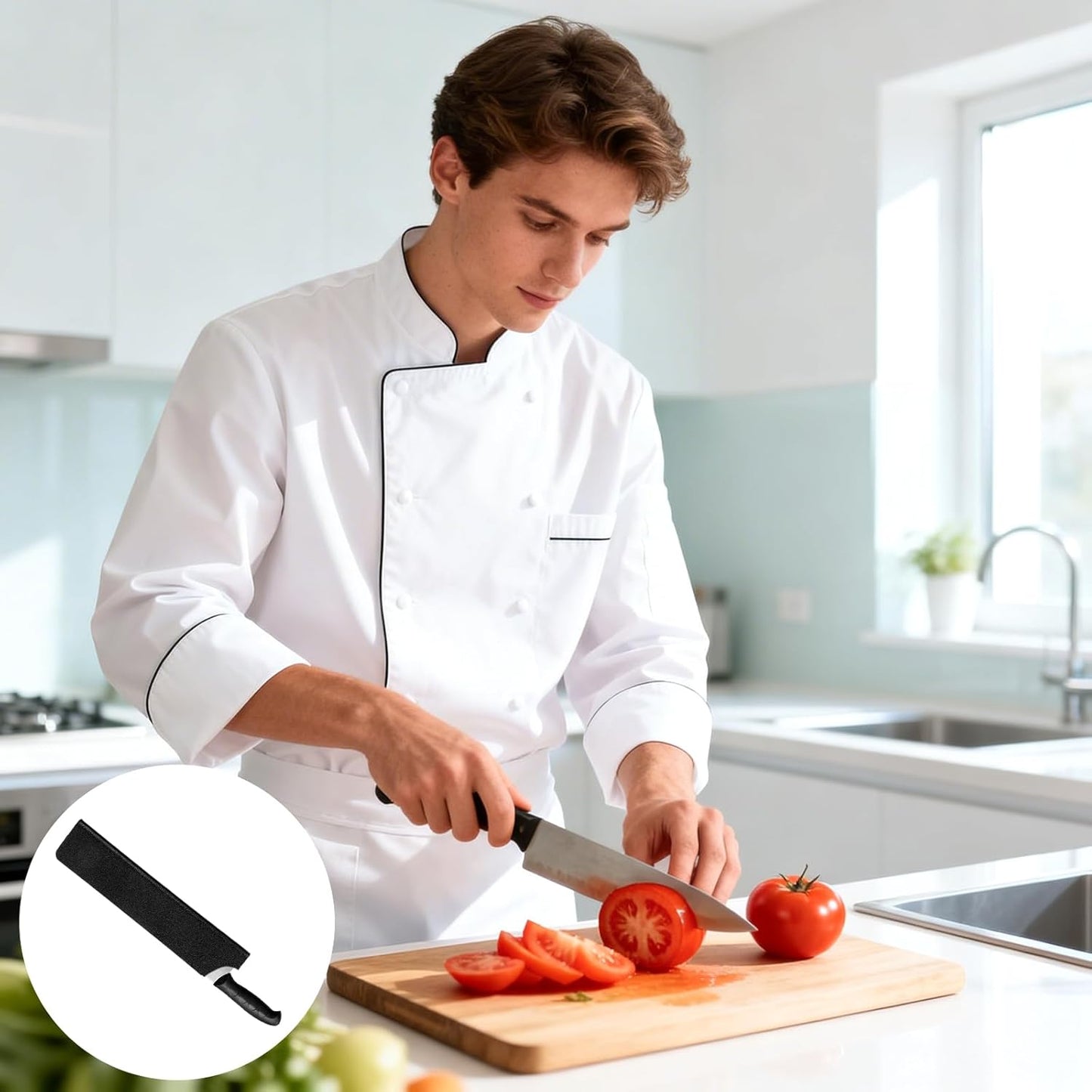 ABS Knife Cover for 5" Santoku Knife – Universal Blade Protector Sleeve, Hard Edge Guard for Kitchen Knives, Home Chef Knive Sheath (Black)