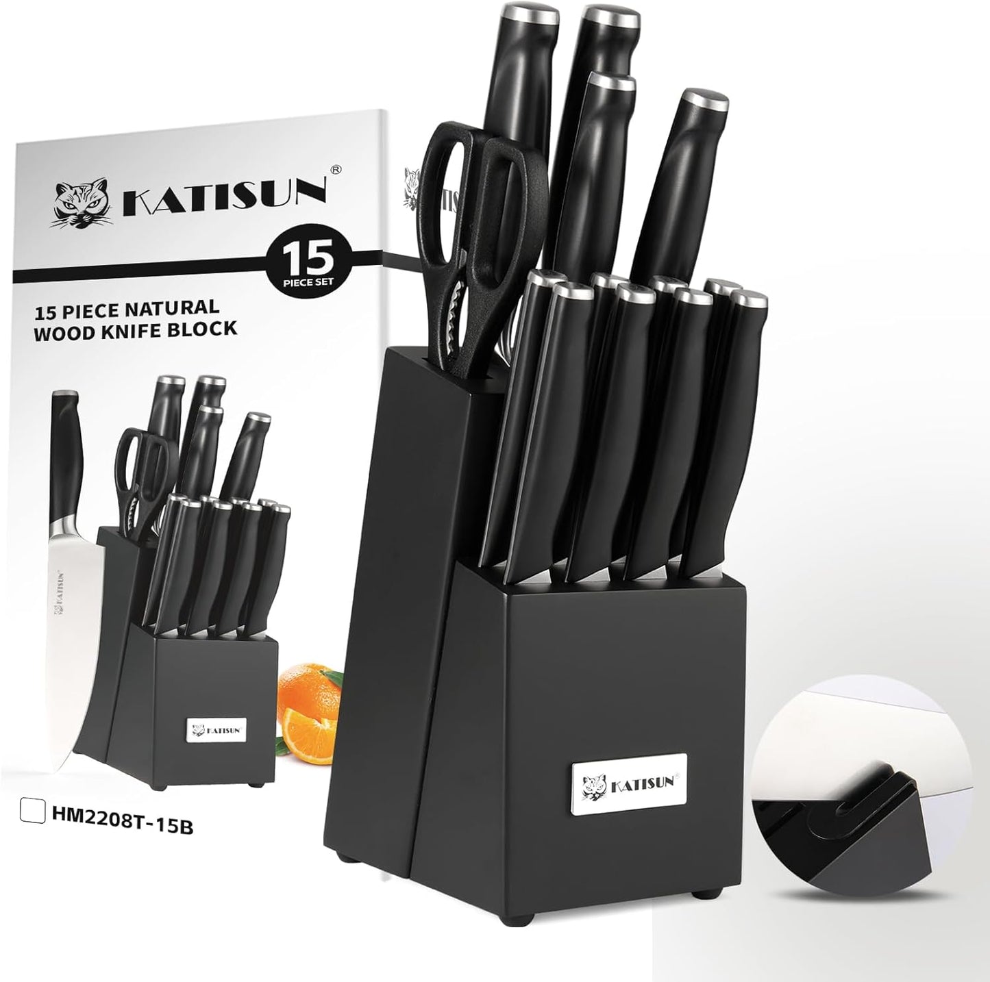 Kitchen Knife Set,14-Piece Knife Set With Block Wooden, Self Sharpening For Chef Knife Set, High Carbon German Stainless Steel Hammered Collection Knife Block Set, Dishwasher Safe Cutlery, Cream