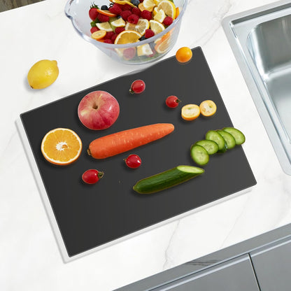 Mymonfif Tempered Glass Cutting Board for Kitchen, Clear Glass Board for Countertop, Heat Resistant, with Non-Slip Feet, 12x16" & 12x8" 2 Pcs Clear