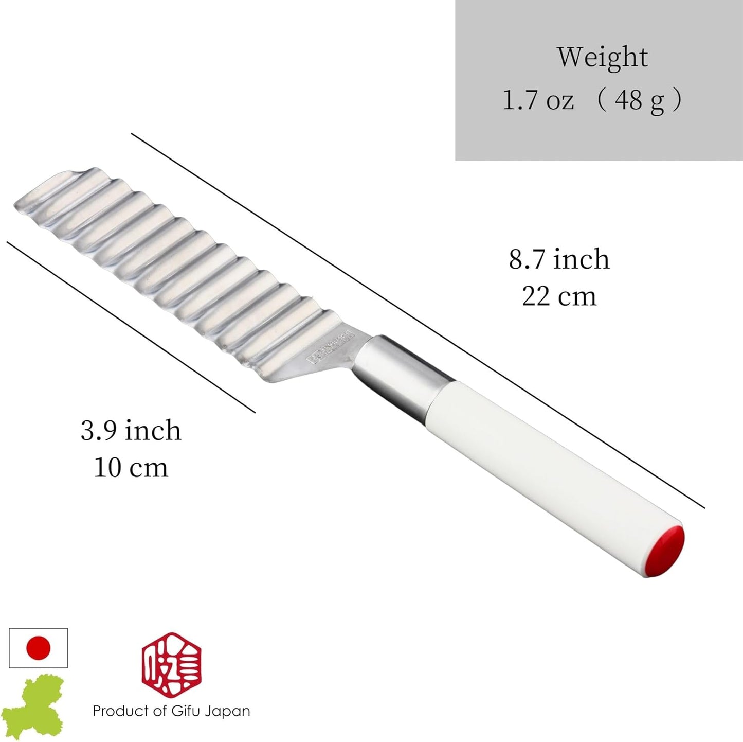 Seki Japan Cheese Knife, Crinkle Cut Knife, Ideal for Soft Foods Like Cheese, Boiled Eggs, and Fruits, 3.9 inches Stainless Steel